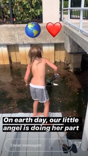 Filha de Tom Brady e Gisele Bündchen surge limpando o lago
