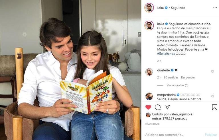 Kaká comemora o aniversário da filha, Isabella, e se declara
