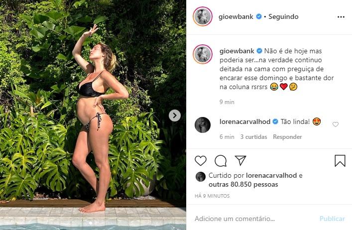 Giovanna Ewbank mostra o barrigão em clique de biquíni