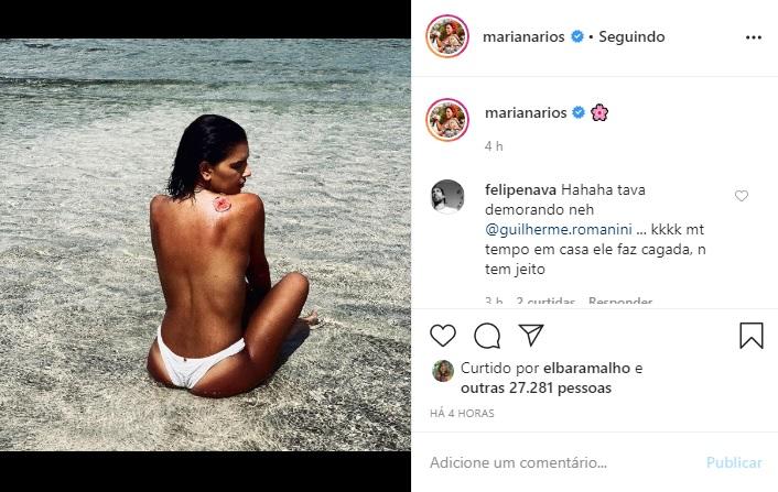 Mariana Rios arranca elogios com foto seminua