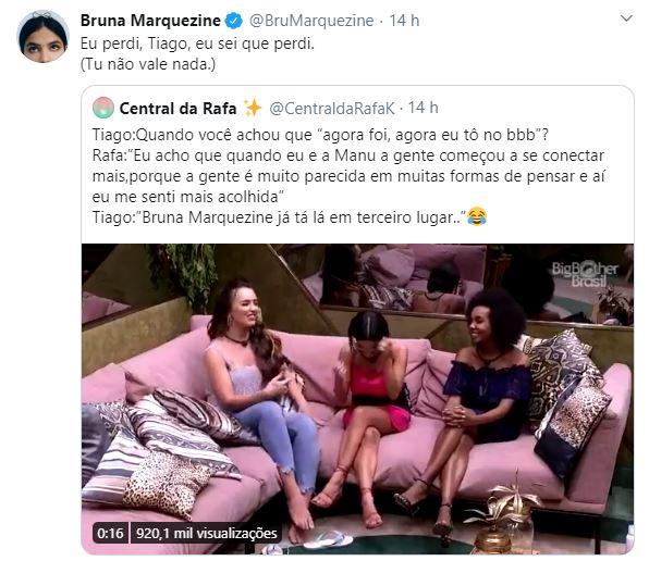 Bruna Marquezine revela ciúmes de amiga com Manu Gavassi