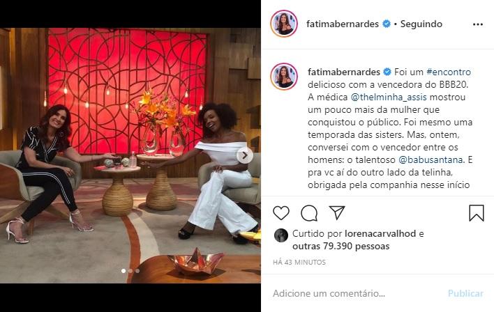 Fátima Bernardes entrevista Thelma no Encontro