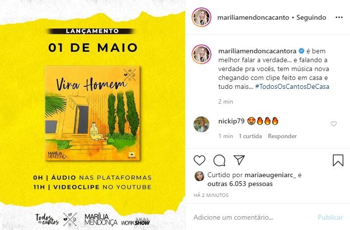Marília Mendonça anima os fãs ao anunciar música nova