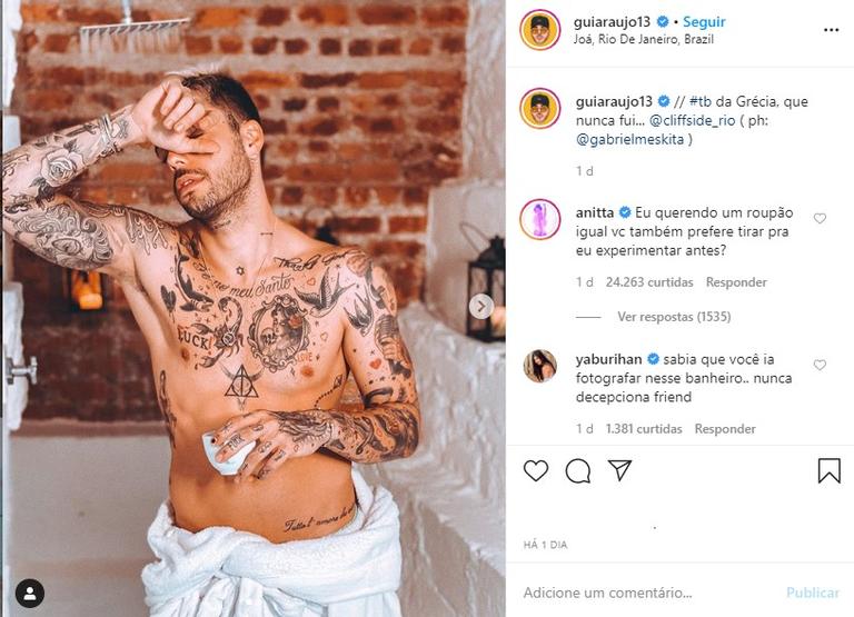 Anitta e Gui Araújo flertam na rede social