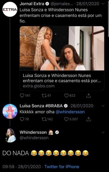 Whindersson Nunes rebate comentário ácido de internauta