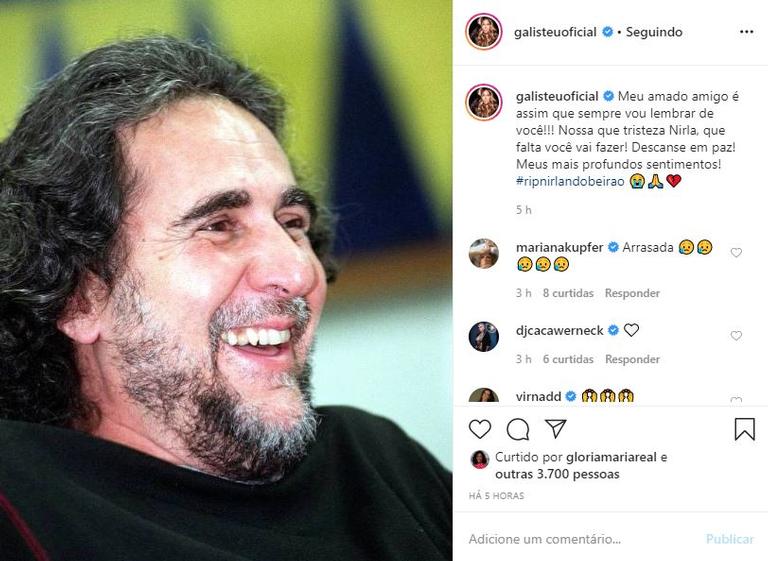 Adriane Galisteu lamenta morte do jornalista Nirlando Beirão