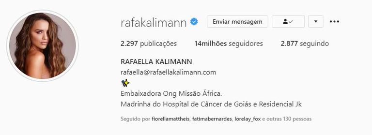 Rafa Kalimann comemora 14 milhões de seguidores nas redes 