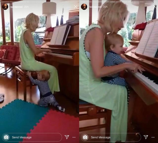 Luiza Possi compartilha vídeos do filho tocando piano
