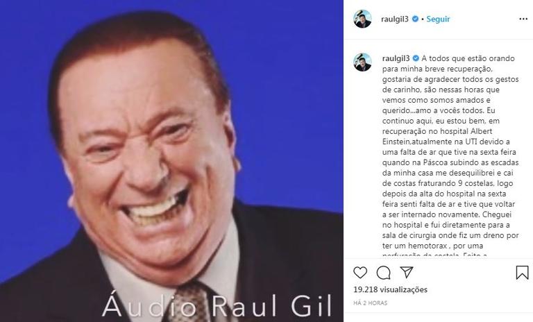 Raul Gil atualiza fãs sobre seu estado de saúde