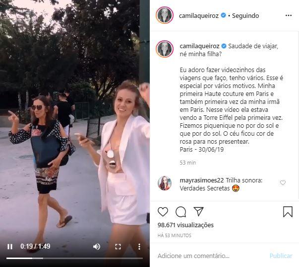 Camila Queiroz relembra viagem à Paris e comenta da saudade