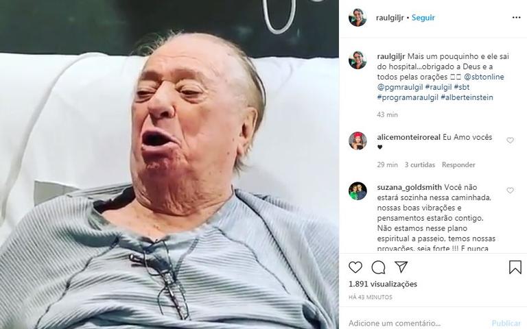 Após cirurgia, filho de Raul Gil posta vídeo do pai cantando em hospital