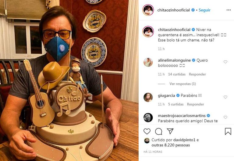 Chitãozinho comemora seus 66 anos com bolo personalizado