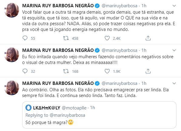 Marina Ruy Barbosa se irrita com os comentários negativos