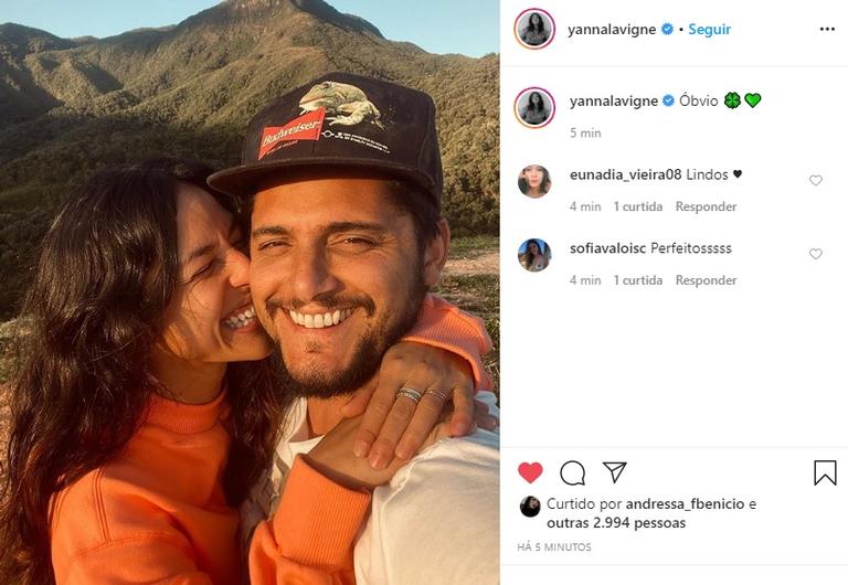 Yanna Lavigne compartilha clique cheio de amor ao lado de Bruno Gissoni