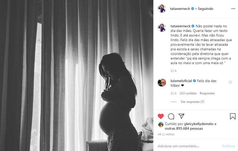 Tata Werneck relembra clique de quando estava grávida e celebra Dia das Mães