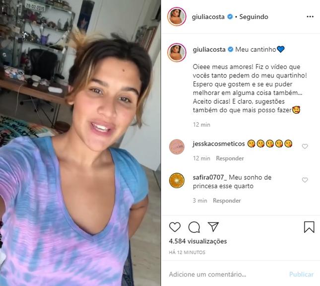 Giulia Costa faz tour virtual por seu quarto