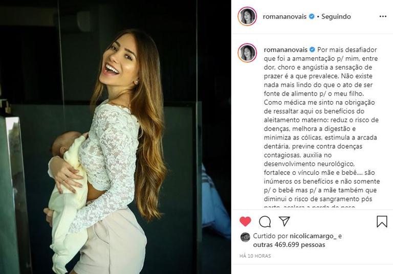 Romana Novais compartilha clique com Ravi e fala de amamentação