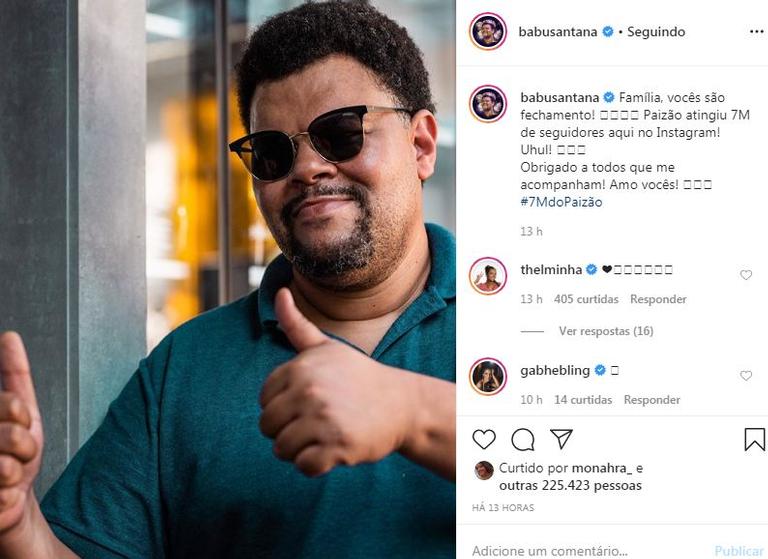 Babu Santana alcança 7 milhões de seguidores