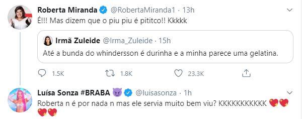 Luísa Sonza rebate comentário de Roberta Mirando sobre o ex