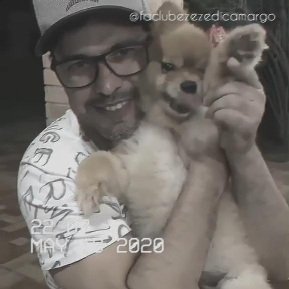 Zezé Di Camargo com a cachorrinha, Mia