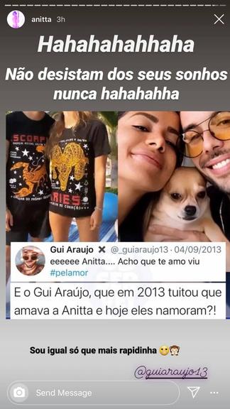 Anitta comenta elogio feito por Gui Araújo em 2013