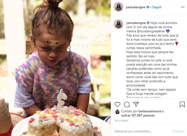 Yanna Lavigne comemora aniversário de três anos da filha, Madalena
