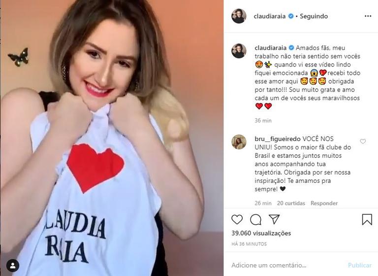 Claudia Raia agradece fãs por homenagem na web 