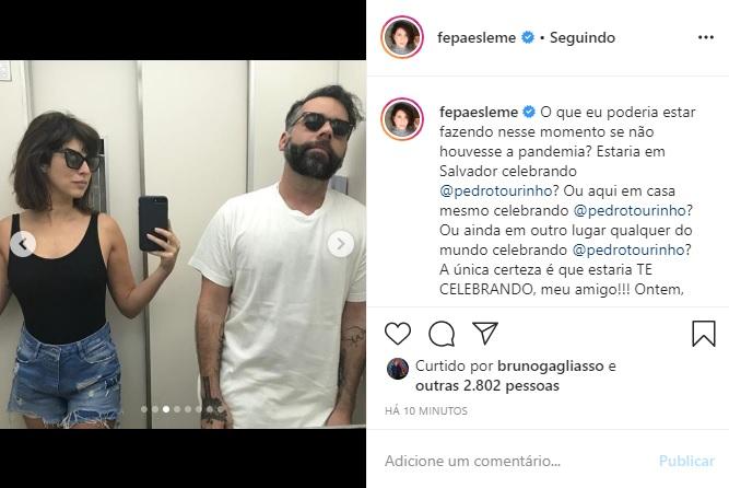 Fernanda Paes Leme parabeniza Pedro Tourinho com declaração