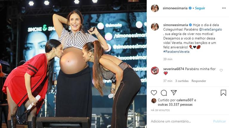 Simone e Simaria relembram gravidez de Ivete Sangalo para parabenizá-la