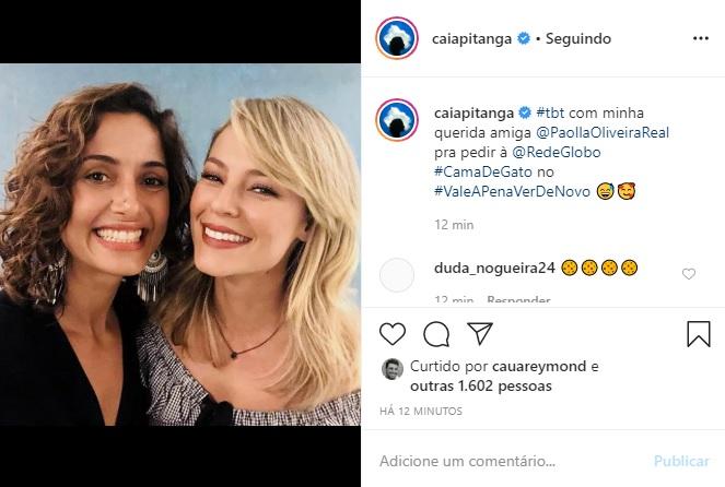 Camila Pitanga e Paolla Oliveira aparecem juntas em foto