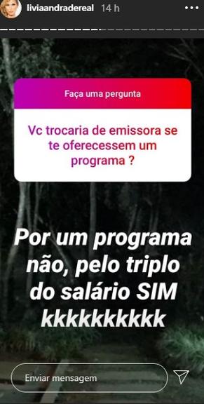 Lívia Andrade fala se trocaria de emissora