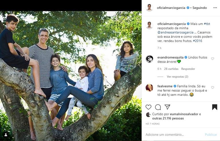 Márcio Garcia e a família em árvore onde se casou
