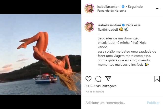 Isabella Santoni posta vídeo dando mortal e choca os fãs