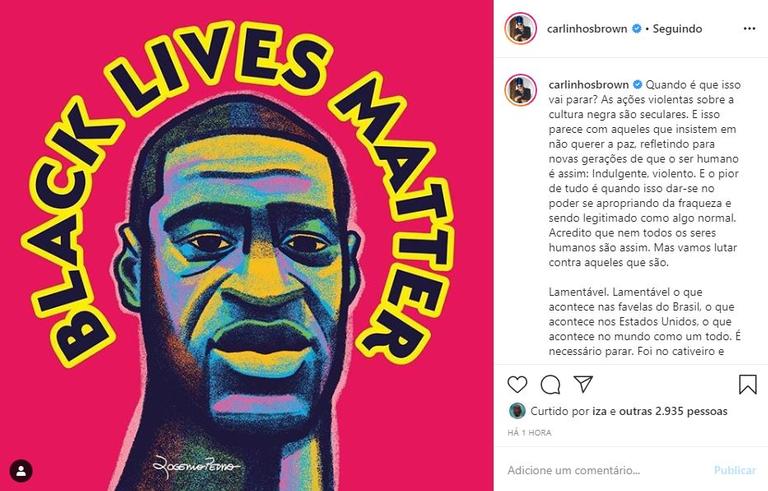 Carlinhos Brown relembrou os casos recentes de violência contra negros para fazer um longo desabafo sobre racismo