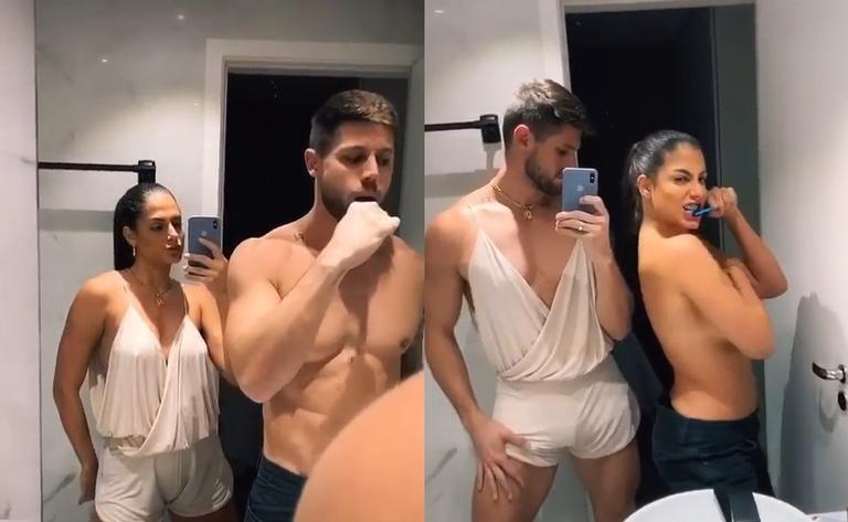 Mari Gonzalez surge de topless em vídeo ao lado do namorado