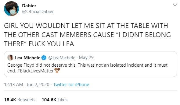 Dabier acusa Lea Michele de racismo