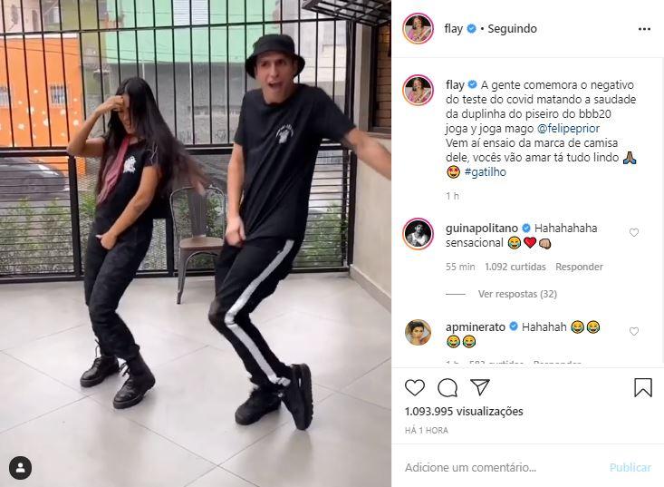 Flayslane compartilha vídeo dançando com Felipe Prior