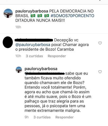 Pai de Marina Ruy Barbosa se arrepende de voto em Jair Bolsonaro