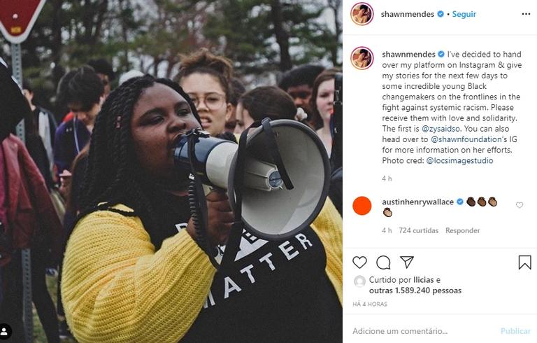 Shawn Mendes cede sua conta nas redes sociais para ativistas negros