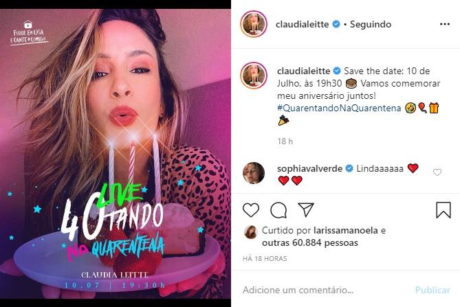 Claudia Leitte anuncia a data de sua próxima live