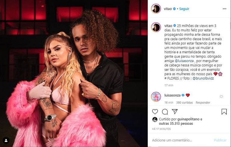 Vitão defende Luísa Sonza após ataques nas redes sociais