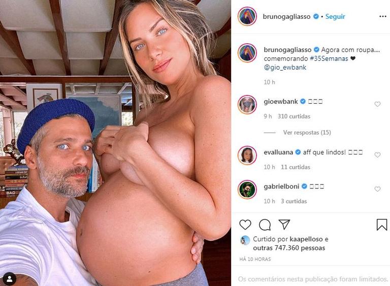 Bruno Gagliasso comemora 35 semanas de gravidez de Giovanna Ewbank