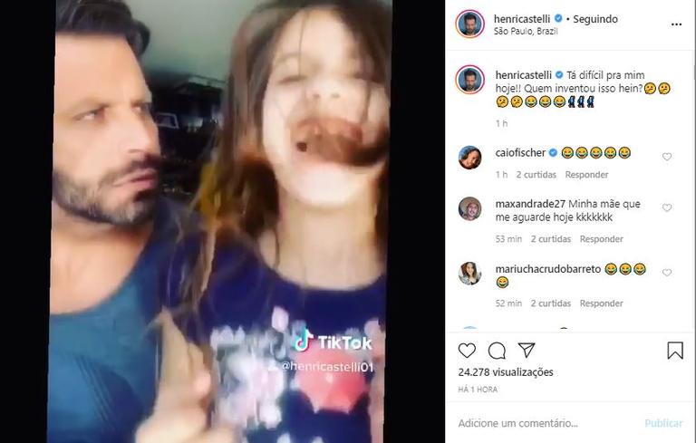 Henri Castelli posta vídeo divertido ao lado da filha