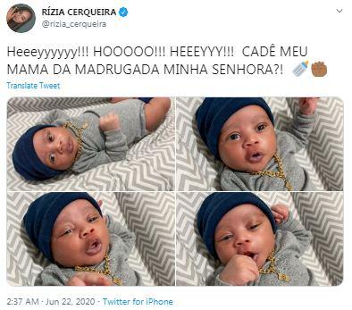 Rízia Cerqueira encanta ao postar fotos do filho vestido de rapper