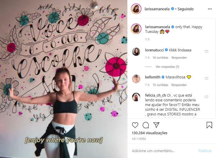 Larissa Manoela surge dançando e recebe elogios da web