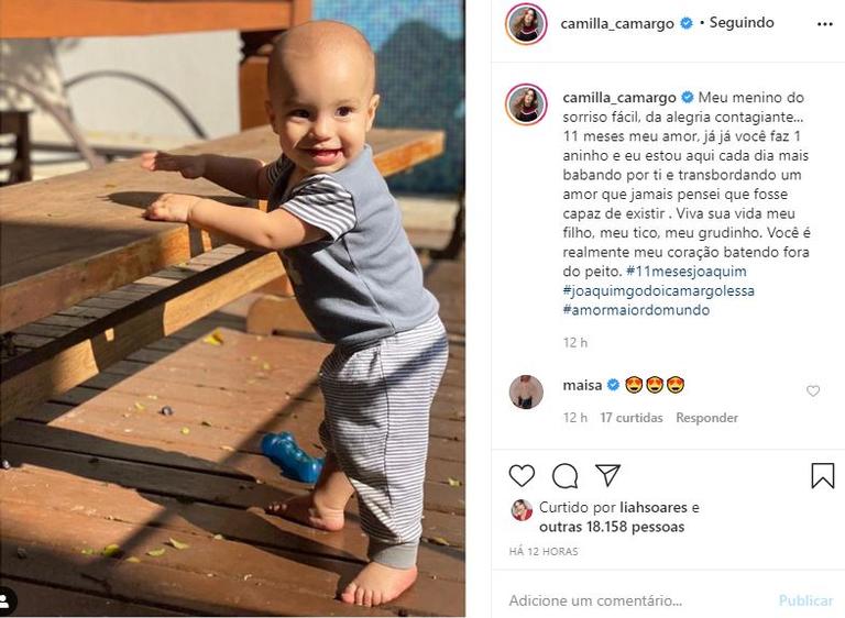 Camilla Camargo comemora os 11 meses do filho
