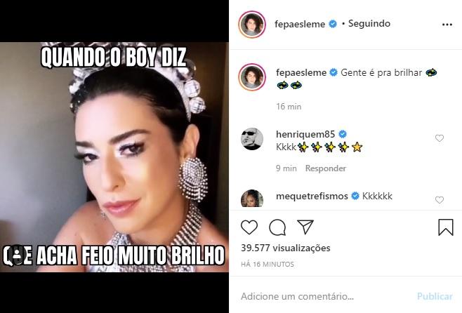 Fernanda Paes Leme surge cheia de brilho e faz piada na web