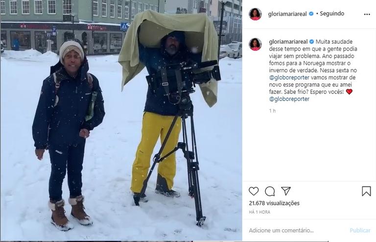 Gloria Maria relembra viagem para Noruega durante o inverno