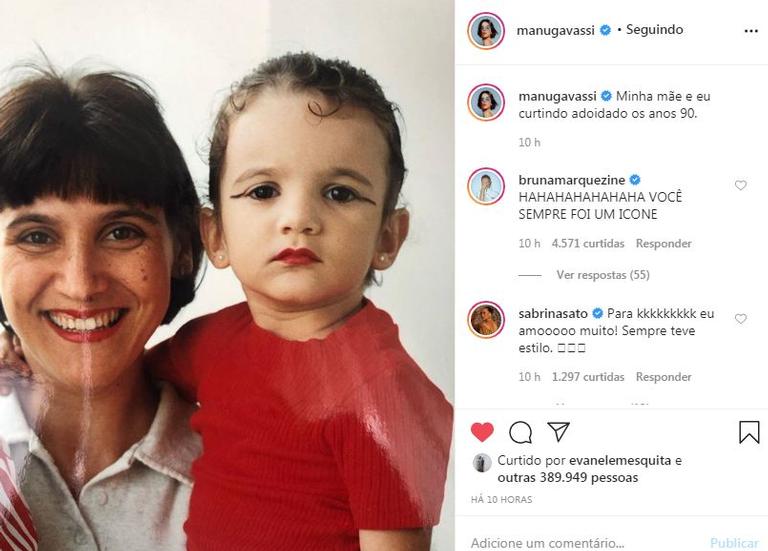 Manu Gavassi relembra foto de infância ao lado da mãe