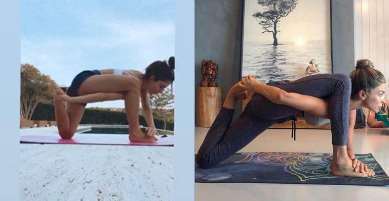 Jade Picon tenta fazer posição de yoga de Grazi Massafea